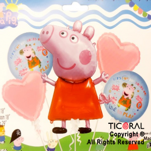 SET DE GLOBOS METALIZADO PEPPA PIG 5 UNIDADES X 1